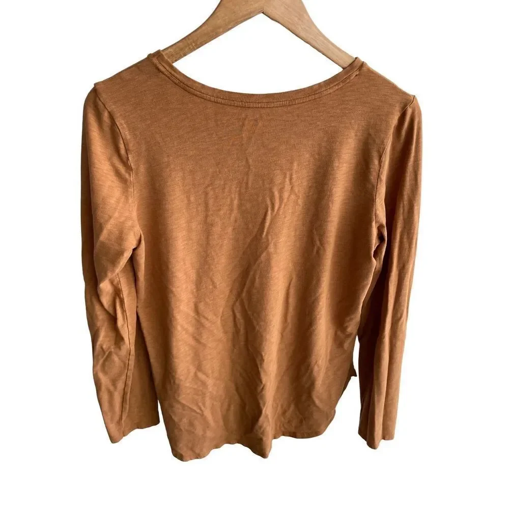 Tahari Soft Long Sleeve Basic Brown Top Cotton Mix - Picture 2 of 4